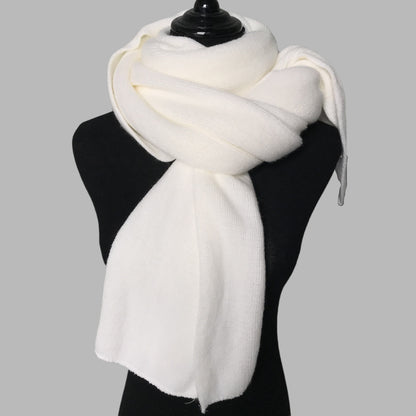 White Imitation Cashmere Solid Scarf - Warm Winter Shawl for Men and Women V888-ELOSUNG25437