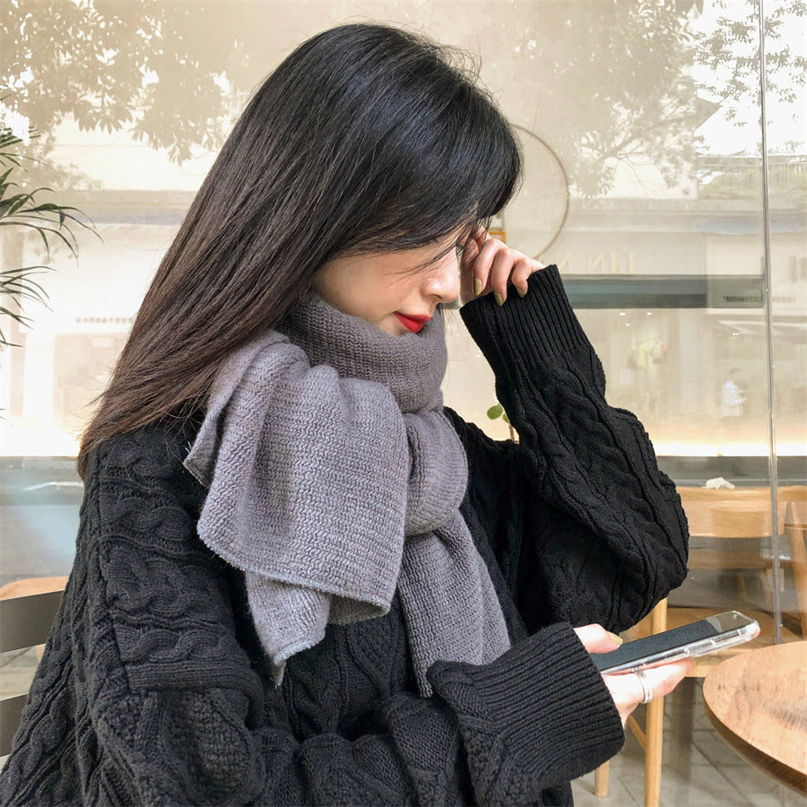 White Imitation Cashmere Solid Scarf - Warm Winter Shawl for Men and Women V888-ELOSUNG25437
