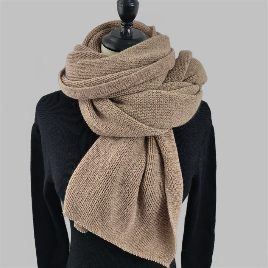 Khaki Imitation Cashmere Solid Scarf - Warm Winter Shawl for Men and Women V888-ELOSUNG25438