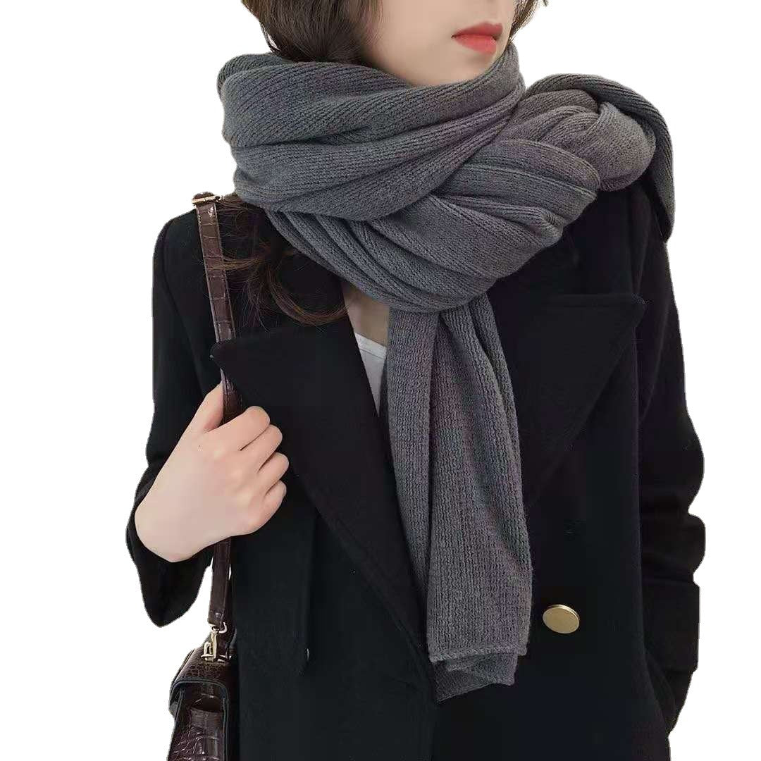 Khaki Imitation Cashmere Solid Scarf - Warm Winter Shawl for Men and Women V888-ELOSUNG25438