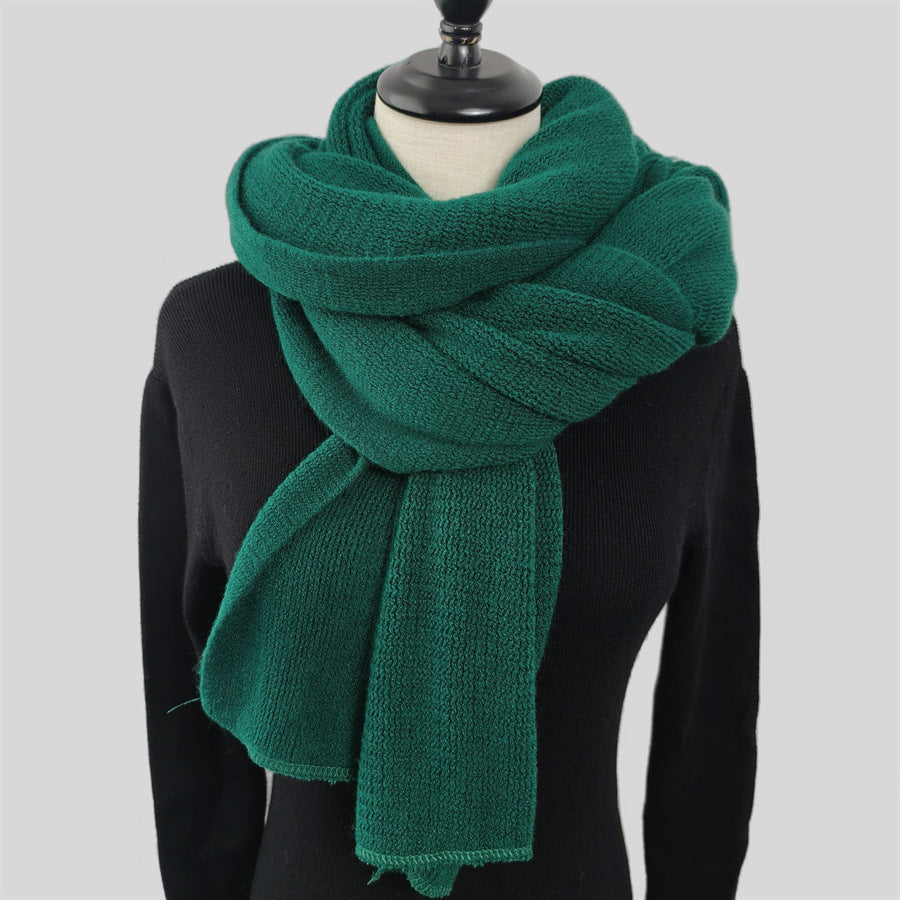 Green Imitation Cashmere Solid Scarf - Warm Winter Shawl for Men and Women V888-ELOSUNG25440