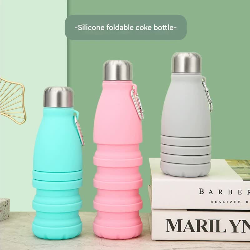 Camouflage pink Collapsible Silicone Water Bottle - Portable Sports Hydration Flask with Carabiner, V888-ELOSUNG25455