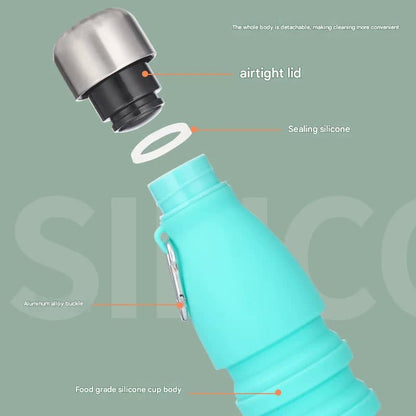 Desert yellow Collapsible Silicone Water Bottle - Portable Sports Hydration Flask with Carabiner, 550ml/300ml V888-ELOSUNG25457