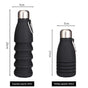Black Collapsible Silicone Water Bottle - Portable Sports Hydration Flask with Carabiner, 550ml/300ml V888-ELOSUNG25458
