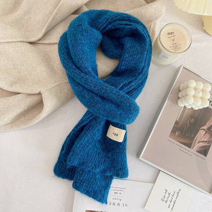 Blue Cozy Knit Scarf - Soft Wool-Blend Winter Neck Wrap, Warm and Stylish V888-ELOSUNG25468