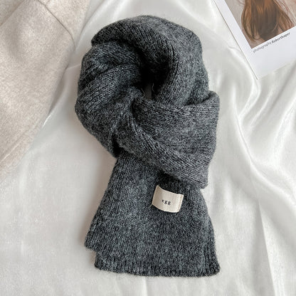 Gray Cozy Knit Scarf - Soft Wool-Blend Winter Neck Wrap, Warm and Stylish V888-ELOSUNG25469