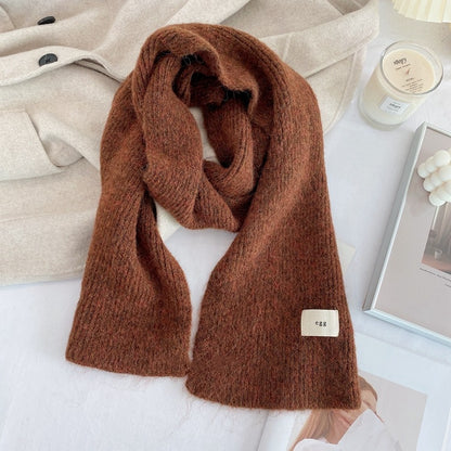 Brown Cozy Knit Scarf - Soft Wool-Blend Winter Neck Wrap, Warm and Stylish V888-ELOSUNG25472