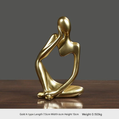 Nordic Abstract Resin Figurine - Modern Minimalist Home Decor Sculpture(Gold) V888-ELOSUNG25481