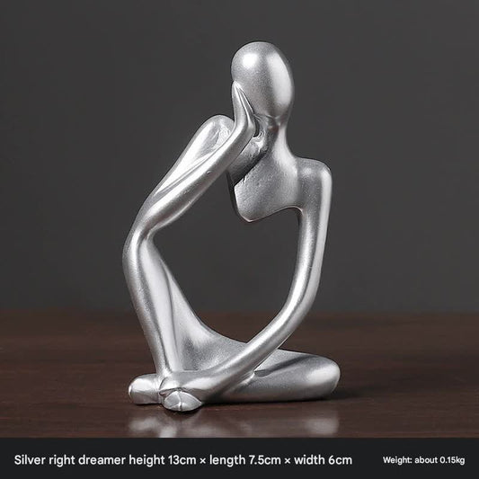 Nordic Abstract Resin Figurine - Modern Minimalist Home Decor Sculpture(Silver) V888-ELOSUNG25485