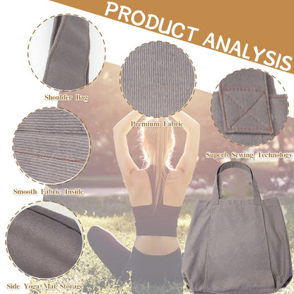 Yoga Mat Tote Bag - Durable Canvas Shoulder Bag for Outdoor Workouts & Travel(Grey) V888-ELOSUNG25486