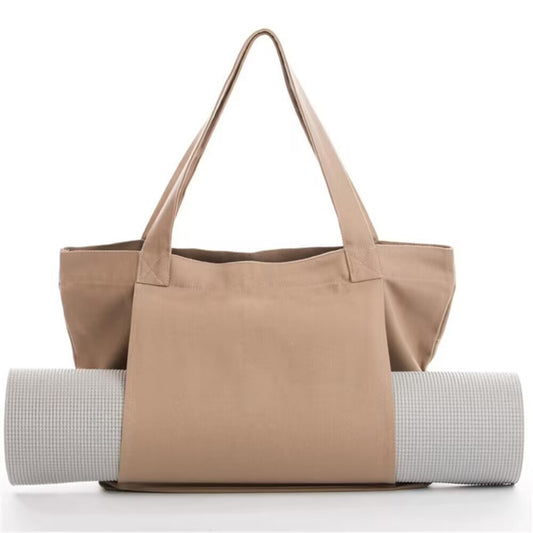 Yoga Mat Tote Bag - Durable Canvas Shoulder Bag for Outdoor Workouts & Travel(Apricot) V888-ELOSUNG25488