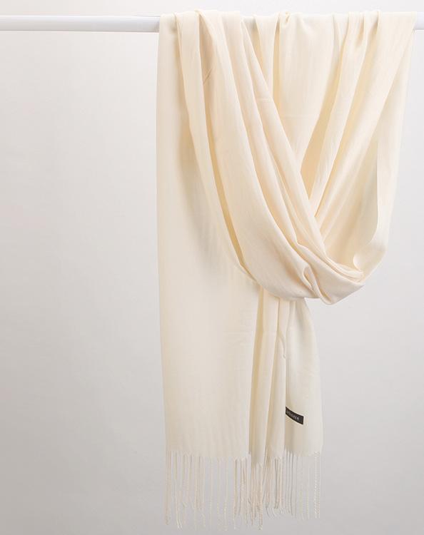 2pc Luxe Soft Imitation Cashmere Scarf - Warm Solid Tone Shawl with Elegant Fringe(Light white) V888-ELOSUNG25492
