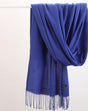 2pc Luxe Soft Imitation Cashmere Scarf - Warm Solid Tone Shawl with Elegant Fringe(Royal blue) V888-ELOSUNG25493