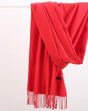 2pc Luxe Soft Imitation Cashmere Scarf - Warm Solid Tone Shawl with Elegant Fringe(Red) V888-ELOSUNG25495