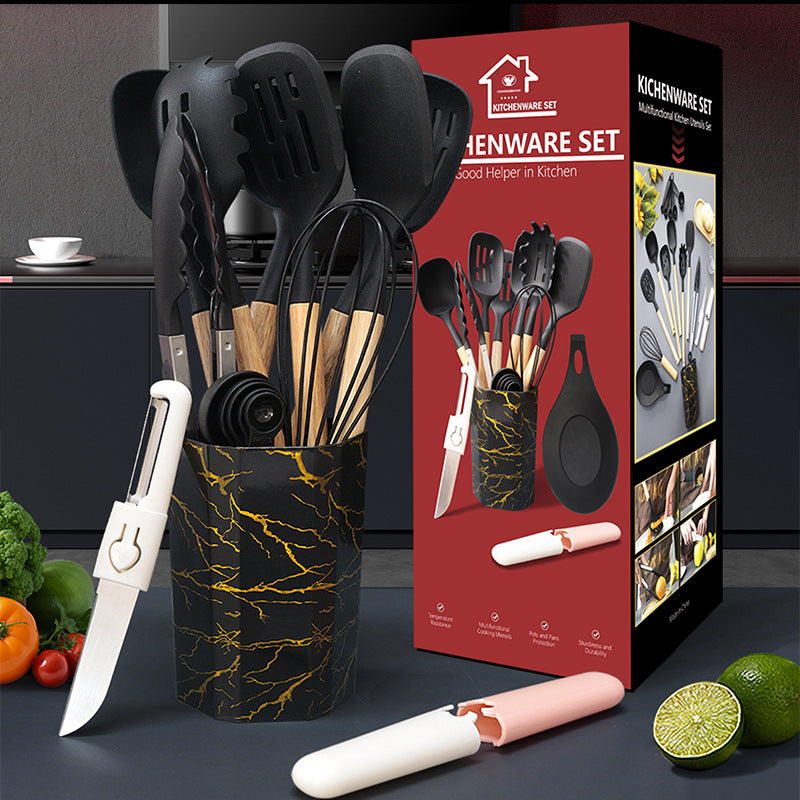 Blue 12-Piece Silicone Cooking Utensil Set - Non-Stick Food-Grade Kitchen Tools with Holder V888-ELOSUNG25505