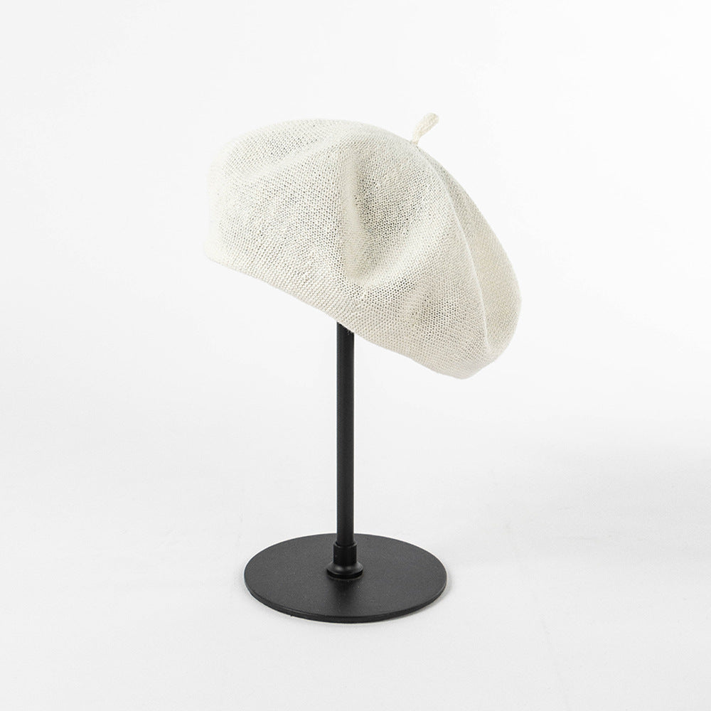 White Linen Knit Beret - Classic Soft and Stylish Headwear V888-ELOSUNG25510