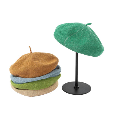 White Linen Knit Beret - Classic Soft and Stylish Headwear V888-ELOSUNG25510