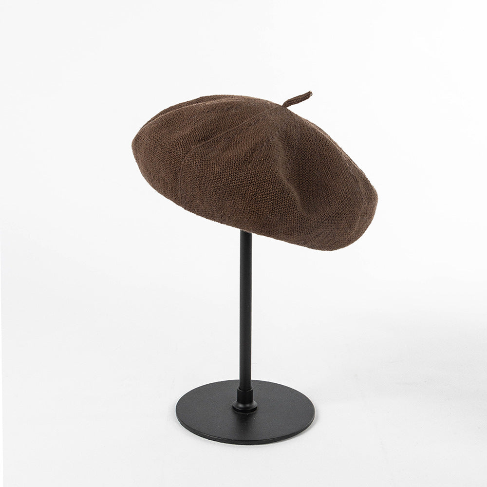 Brown Linen Knit Beret - Classic Soft and Stylish Headwear V888-ELOSUNG25511