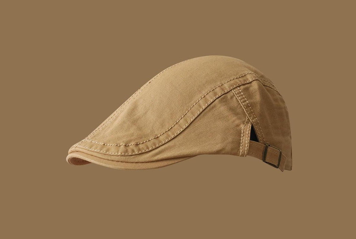 Retro Newsboy Cap - Unisex Vintage Flat Beret with Visor(Khaki) V888-ELOSUNG25517