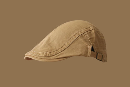 Retro Newsboy Cap - Unisex Vintage Flat Beret with Visor(Khaki) V888-ELOSUNG25517