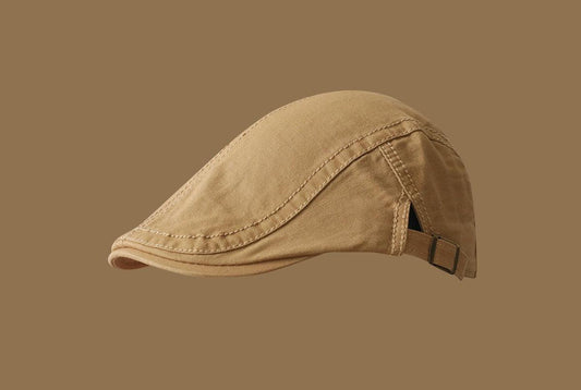 Retro Newsboy Cap - Unisex Vintage Flat Beret with Visor(Khaki) V888-ELOSUNG25517