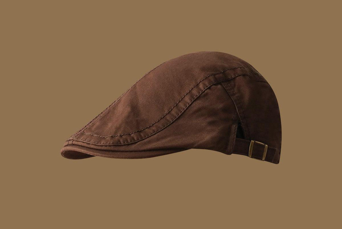 Retro Newsboy Cap - Unisex Vintage Flat Beret with Visor(Coffee) V888-ELOSUNG25518