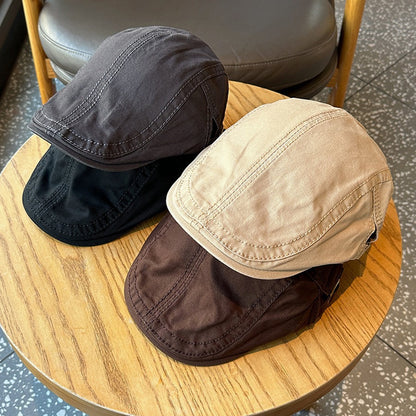 Retro Newsboy Cap - Unisex Vintage Flat Beret with Visor(Coffee) V888-ELOSUNG25518