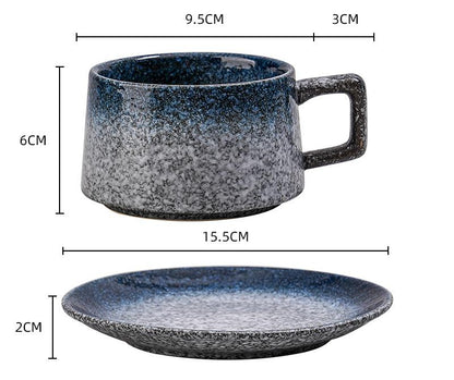 Vintage Ceramic Coffee Cup and Saucer Set - Elegant Afternoon Tea Set(Daisy Blue) V888-ELOSUNG25522
