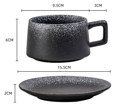 Vintage Ceramic Coffee Cup and Saucer Set - Elegant Afternoon Tea Set(Snow) V888-ELOSUNG25523