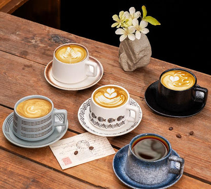 Vintage Ceramic Coffee Cup and Saucer Set - Elegant Afternoon Tea Set(Snow) V888-ELOSUNG25523