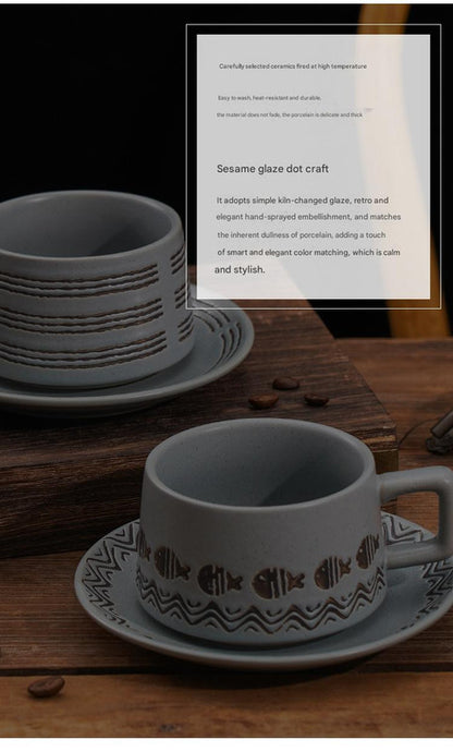 Vintage Ceramic Coffee Cup and Saucer Set - Elegant Afternoon Tea Set(Snow) V888-ELOSUNG25523