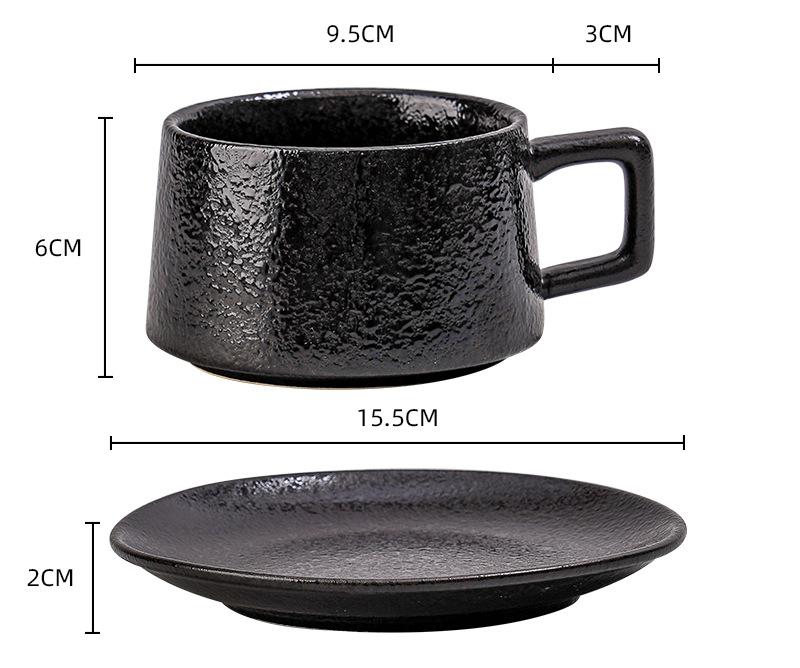 Vintage Ceramic Coffee Cup and Saucer Set - Elegant Afternoon Tea Set(Ink Black) V888-ELOSUNG25525
