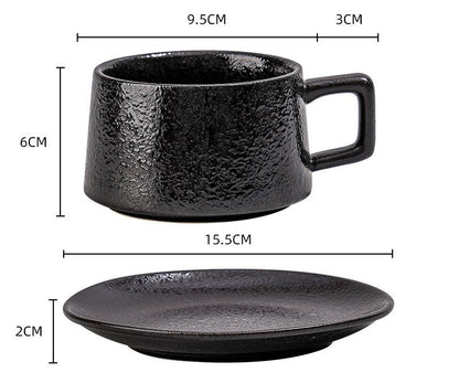 Vintage Ceramic Coffee Cup and Saucer Set - Elegant Afternoon Tea Set(Ink Black) V888-ELOSUNG25525