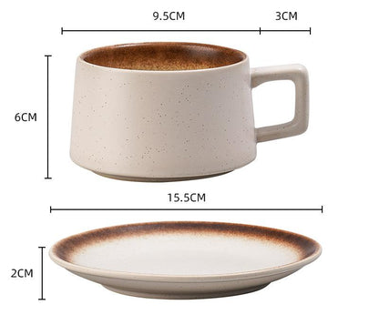 Vintage Ceramic Coffee Cup and Saucer Set - Elegant Afternoon Tea Set(Matcha White) V888-ELOSUNG25526