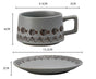 Vintage Ceramic Coffee Cup and Saucer Set - Elegant Afternoon Tea Set(Wave Fish Gray) V888-ELOSUNG25527