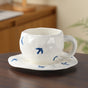 Hand-Painted Ceramic Coffee Cup and Saucer Set - Vintage Afternoon Tea(Swallow) V888-ELOSUNG25533
