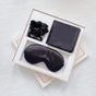 Luxury Satin Sleep Mask Gift Set,4-Piece with Pillowcase and Hair Accessories(Black) V888-ELOSUNG25545