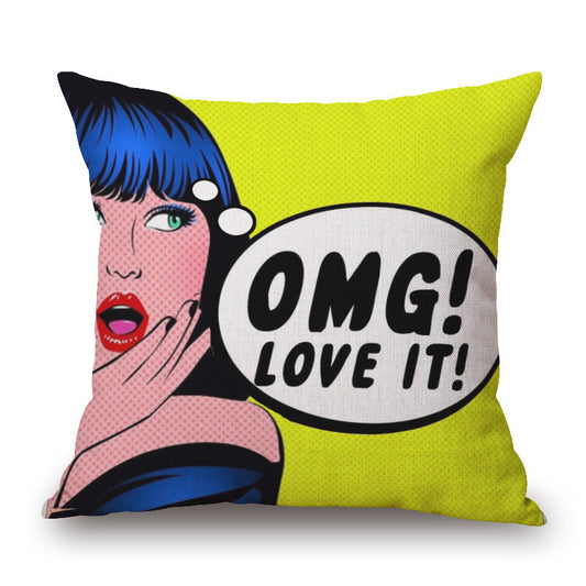Pop Art Graphic Throw Pillow - Vintage Style Cushion for Home Decor(Yellow) V888-ELOSUNG25547