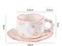 Hand-Painted Ceramic Coffee Mug and Saucer Set - Whimsical Afternoon Tea Cup with Spoon(Pink-edged bow) V888-ELOSUNG25558