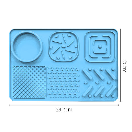 Pet Slow Feeder Lick Mat with Suction Cups - Anti-Anxiety Dog Feeding Mat(Blue) V888-ELOSUNG25564