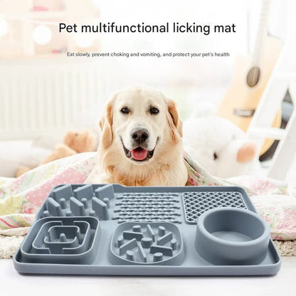 Pet Slow Feeder Lick Mat with Suction Cups - Anti-Anxiety Dog Feeding Mat(Blue) V888-ELOSUNG25564