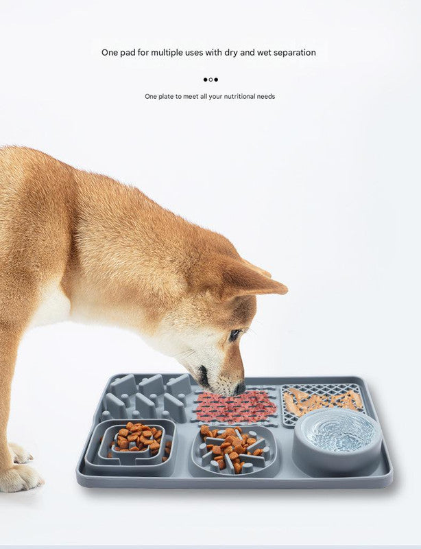 Pet Slow Feeder Lick Mat with Suction Cups - Anti-Anxiety Dog Feeding Mat(Blue) V888-ELOSUNG25564