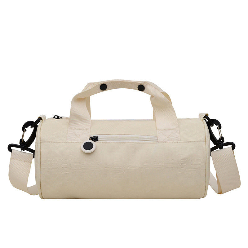 Waterproof Oxford Cylindrical Travel Bag - Large Capacity Handbag with Shoulder Strap(White) V888-ELOSUNG25566