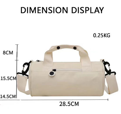 Waterproof Oxford Cylindrical Travel Bag - Large Capacity Handbag with Shoulder Strap(White) V888-ELOSUNG25566