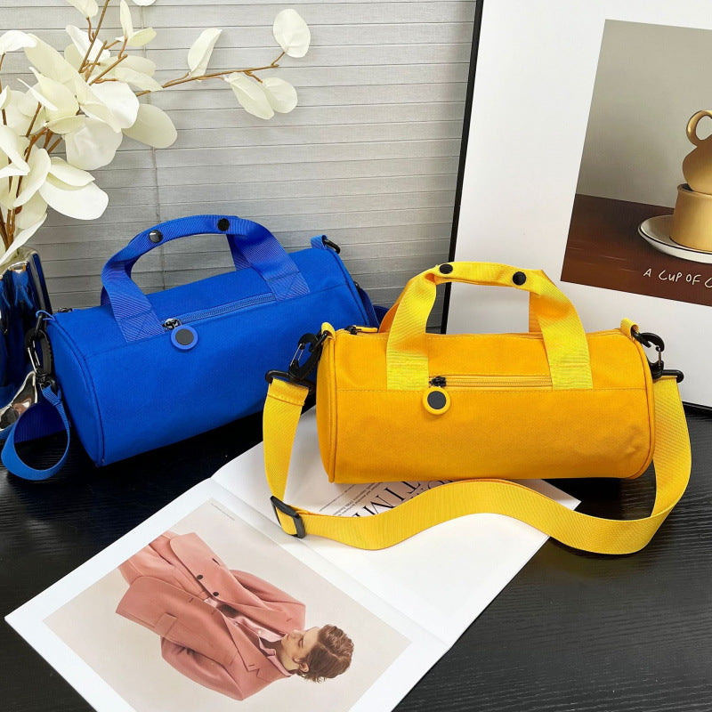 Waterproof Oxford Cylindrical Travel Bag - Large Capacity Handbag with Shoulder Strap(Blue) V888-ELOSUNG25569