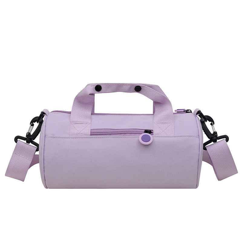 Waterproof Oxford Cylindrical Travel Bag - Large Capacity Handbag with Shoulder Strap(Light Purple) V888-ELOSUNG25571
