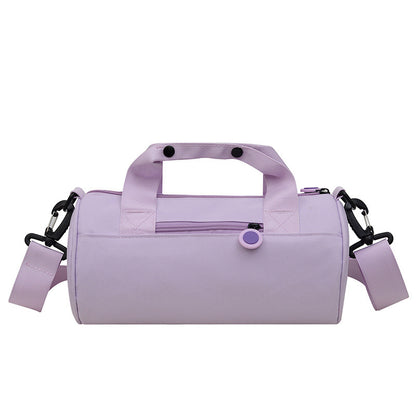 Waterproof Oxford Cylindrical Travel Bag - Large Capacity Handbag with Shoulder Strap(Light Purple) V888-ELOSUNG25571
