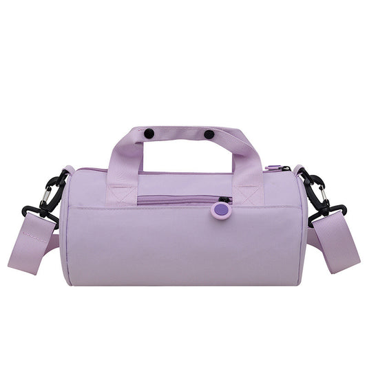 Waterproof Oxford Cylindrical Travel Bag - Large Capacity Handbag with Shoulder Strap(Light Purple) V888-ELOSUNG25571