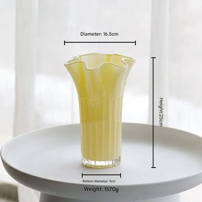 Nordic-Style Glass Vase - Elegant Fluted Flower Vase for Home Decor(Yellow) V888-ELOSUNG25575
