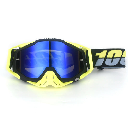 Black and yellow Motorcycle Goggles - UV-Protective Anti-Dust Riding Glasses for Outdoor Sports(Blue lenses) V888-ELOSUNG25584